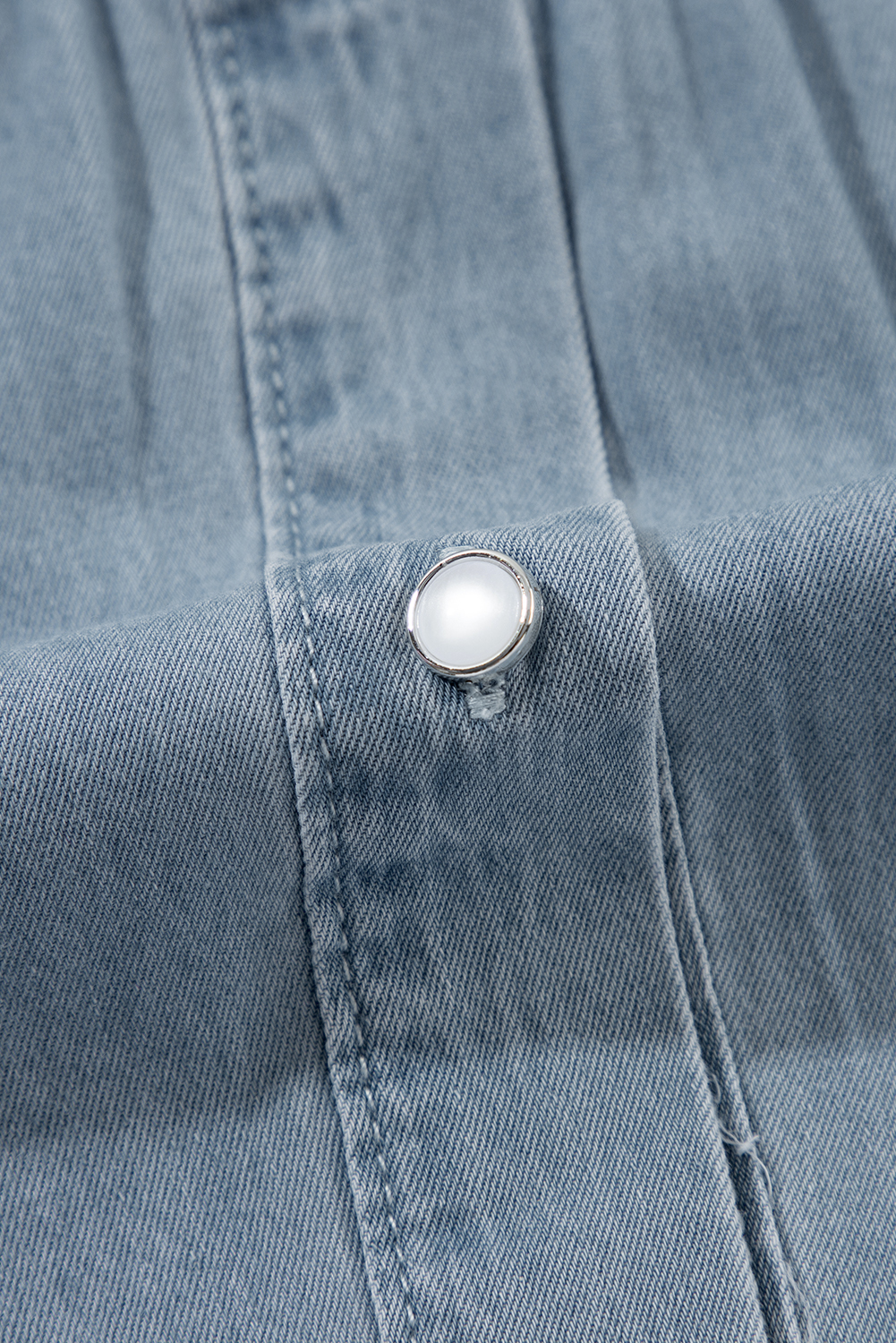 Dusk Blue Turn-down Collar Chambray Shirt - loveforevers