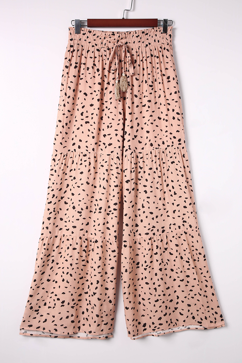 Brown Ruffle Wide Leg Dalmatian Palazzo Pants - loveforevers