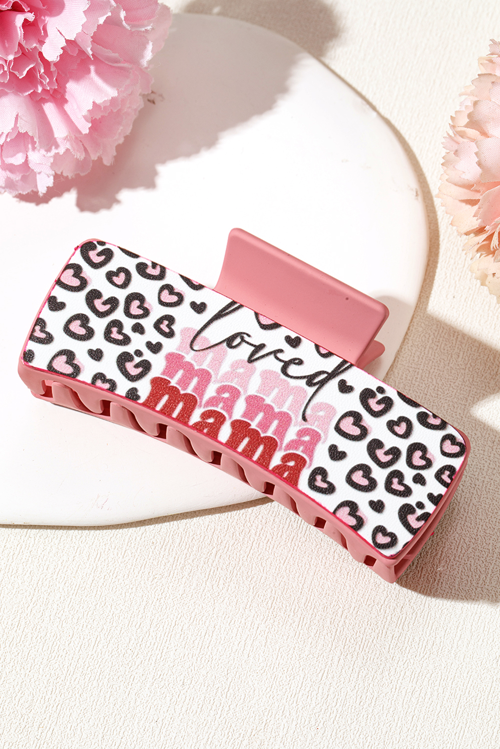 Sachet Pink Loved Mama Heart Print Large Hair Claw Clip - loveforevers