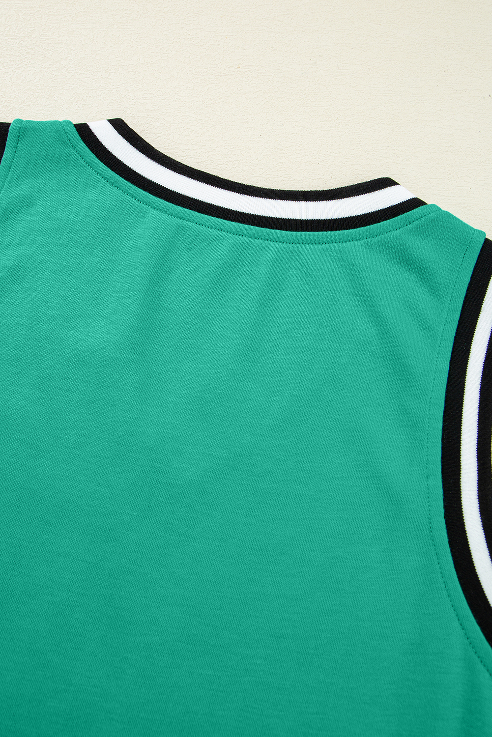 Mint Green Varsity Contrast Striped V Neck Long Sleeve T Shirt Dress with Pockets - loveforevers