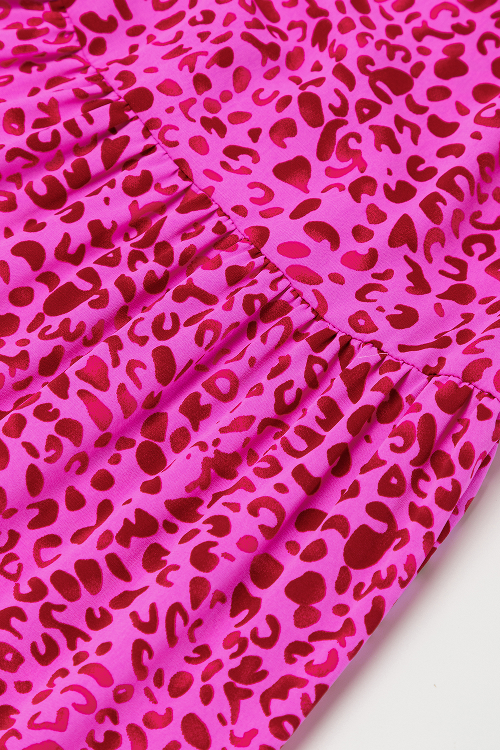 Rose Red Leopard Print Ruffled Trim Tiered Maxi Dress - loveforevers