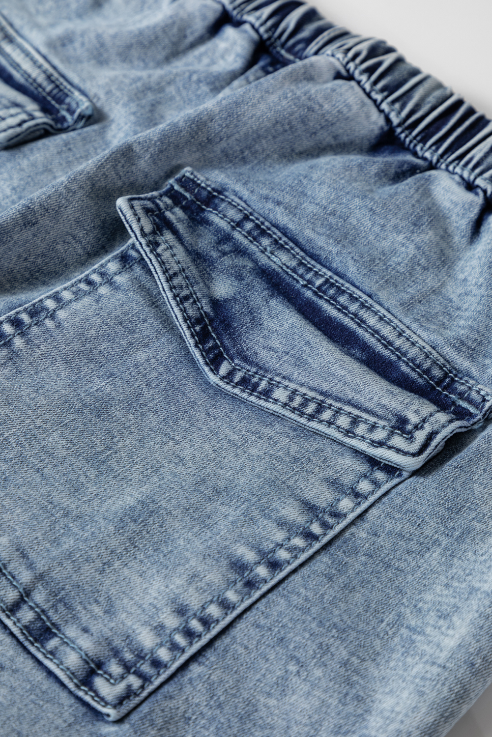 Ashleigh Blue Acid Wash Exposed Seam Drawstring Elastic Waistband Jeans - loveforevers