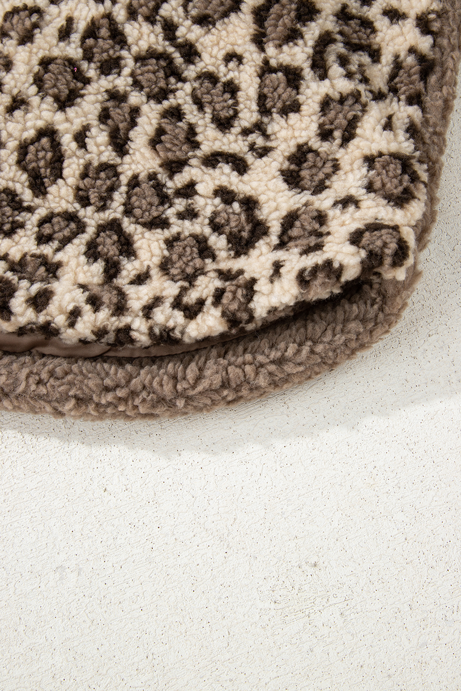 Brown Sherpa Leopard Print Flap Pocket Collared Button Up Jacket - loveforevers
