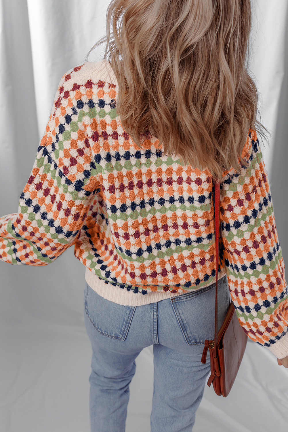 Gray Dotty Pattern Knit Button Front V Neck Sweater Cardigan - loveforevers