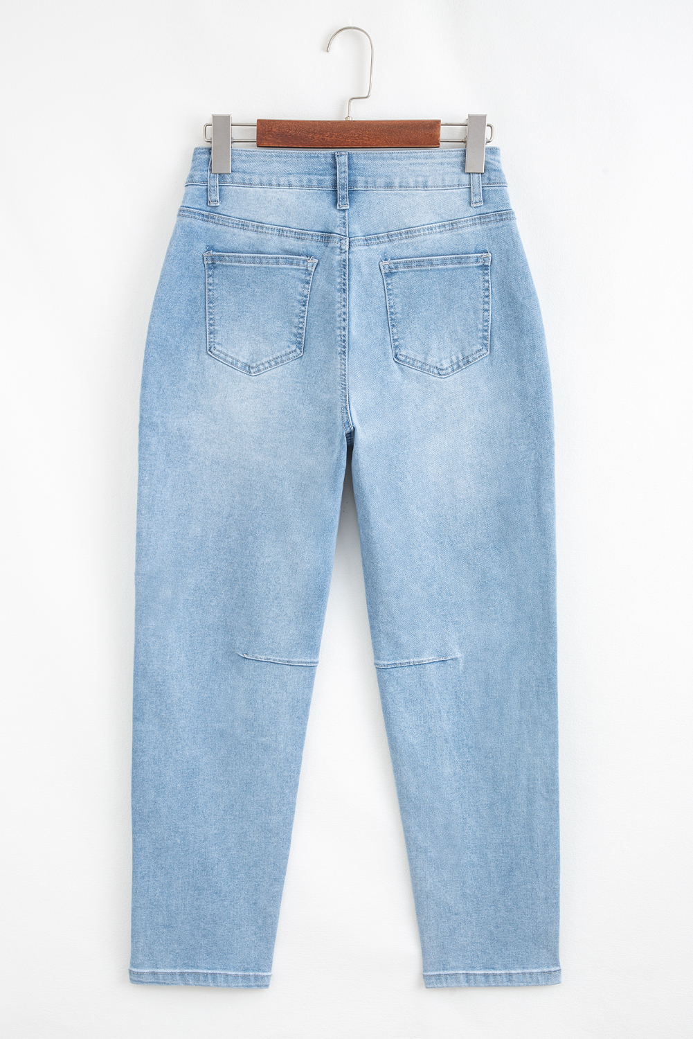 Beau Blue High Rise Barrel Relaxed Patch Pocket Jeans - loveforevers