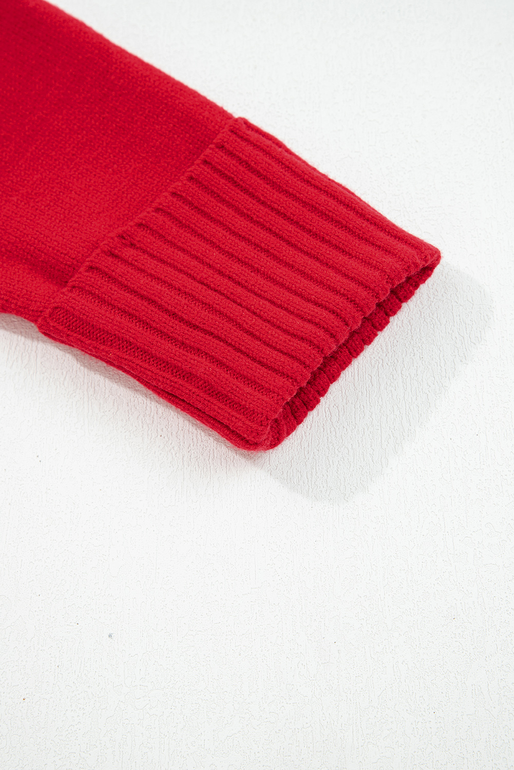 Racing Red Collared V Neck Ribbed Edge Sexy Elegant Sweater - loveforevers