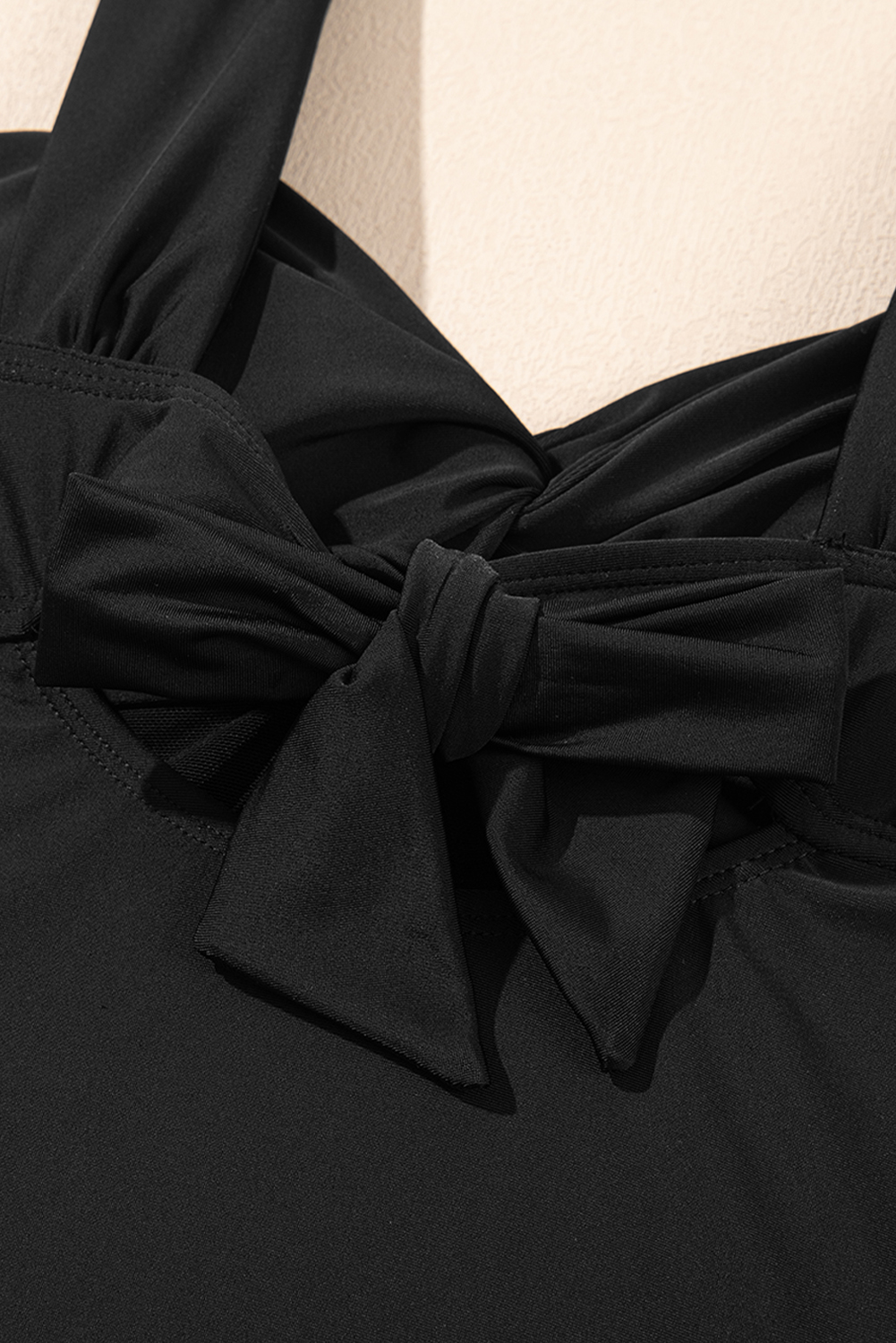 Black Cut out Twist Bowknot Backless One Piece Swimsuit - loveforevers