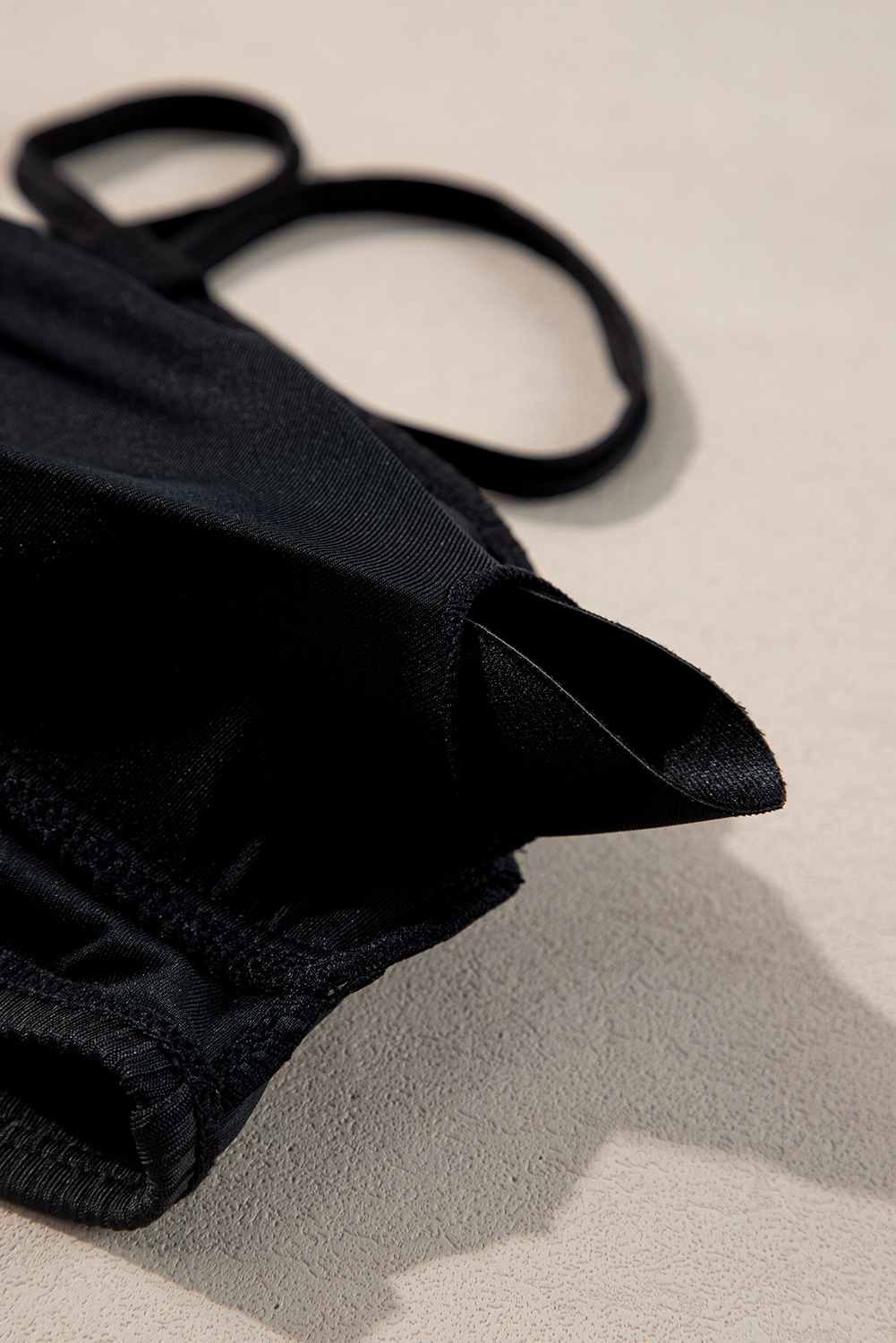 Black Ribbed Knit High Waist 2pcs Bikini Swimsuit - loveforevers