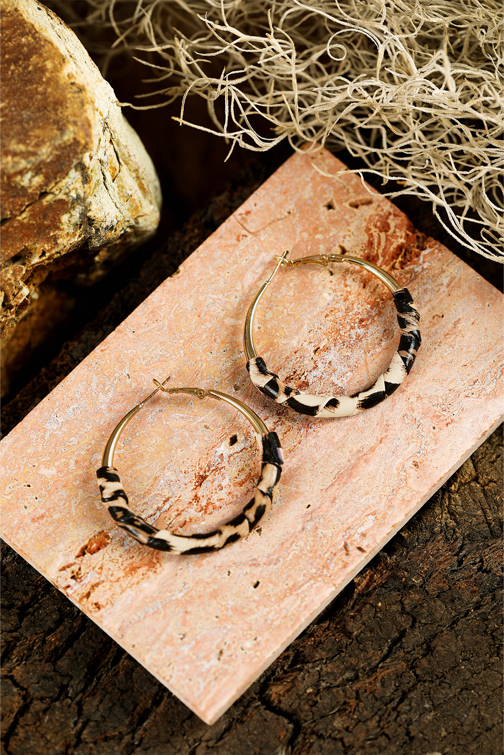 Gold Plated Leopard Detail Hoop Earrings - loveforevers