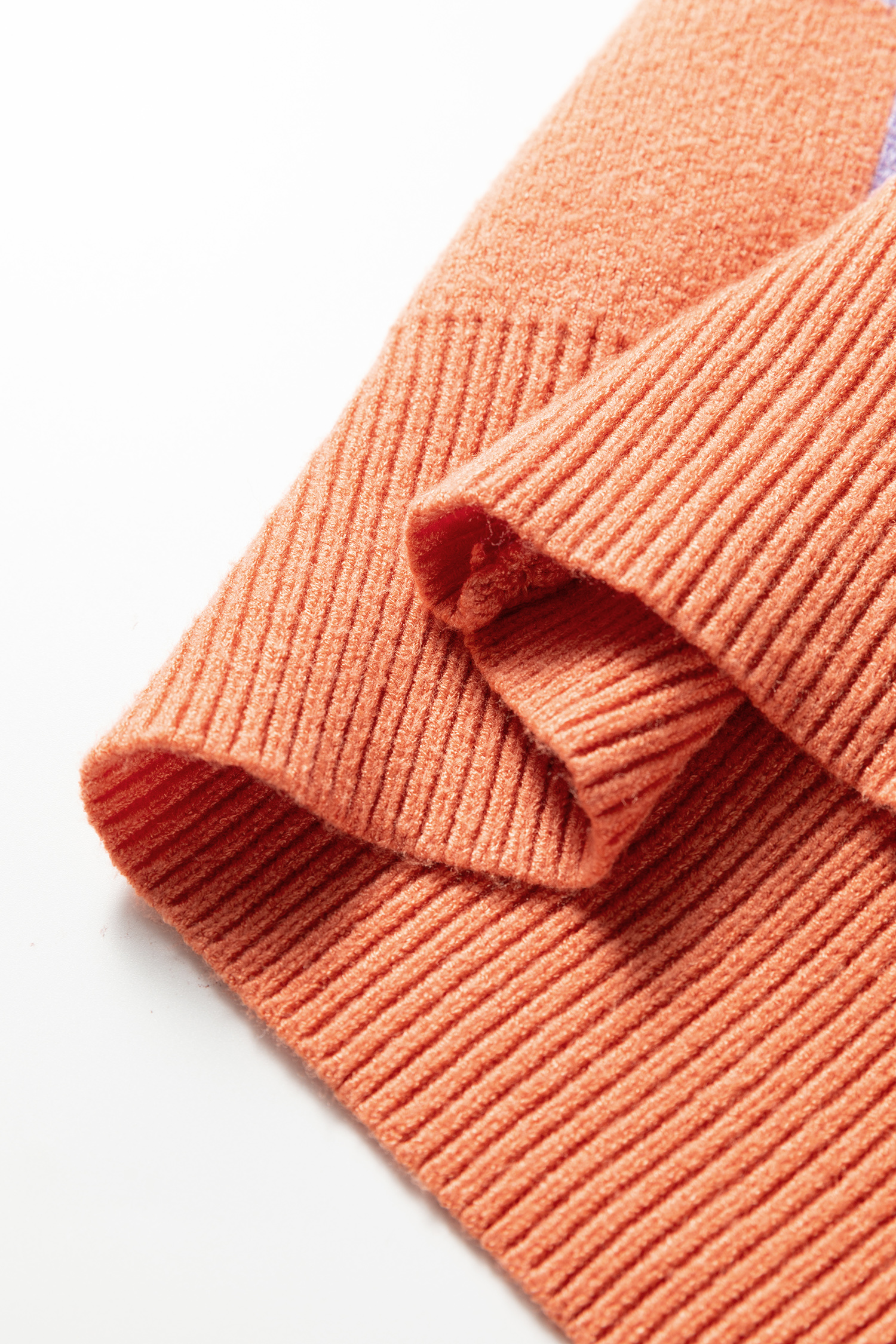 Parchment Checkered Pattern Ribbed Trim Knit Baggy Sweater - loveforevers