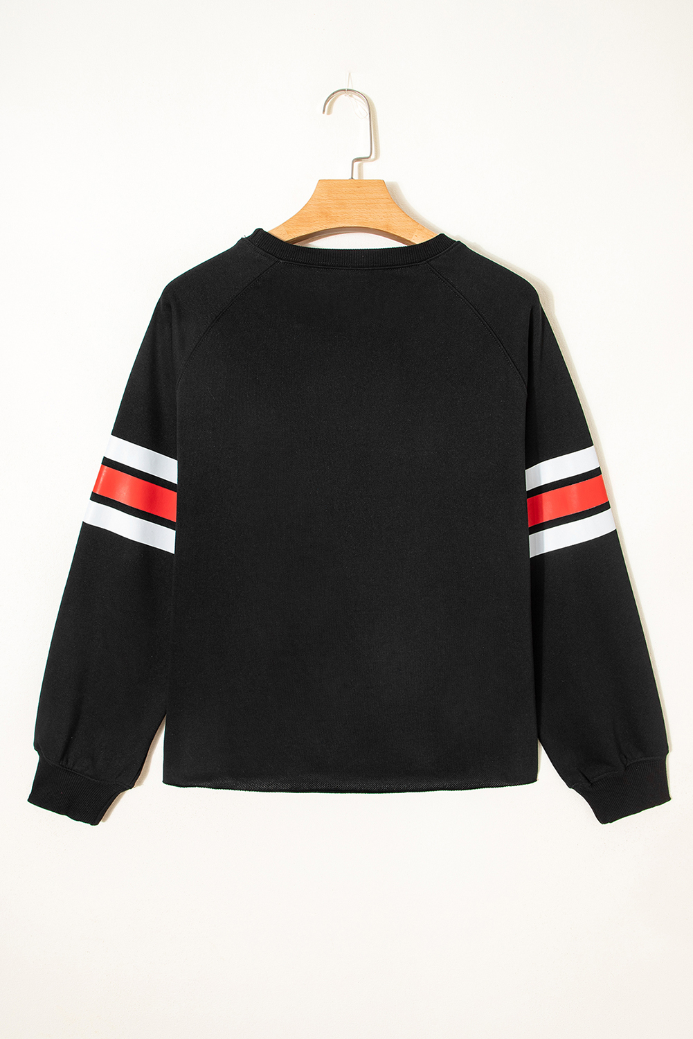 Black Varsity Spirit Striped 89 Graphic Casual Sweatshirt - loveforevers