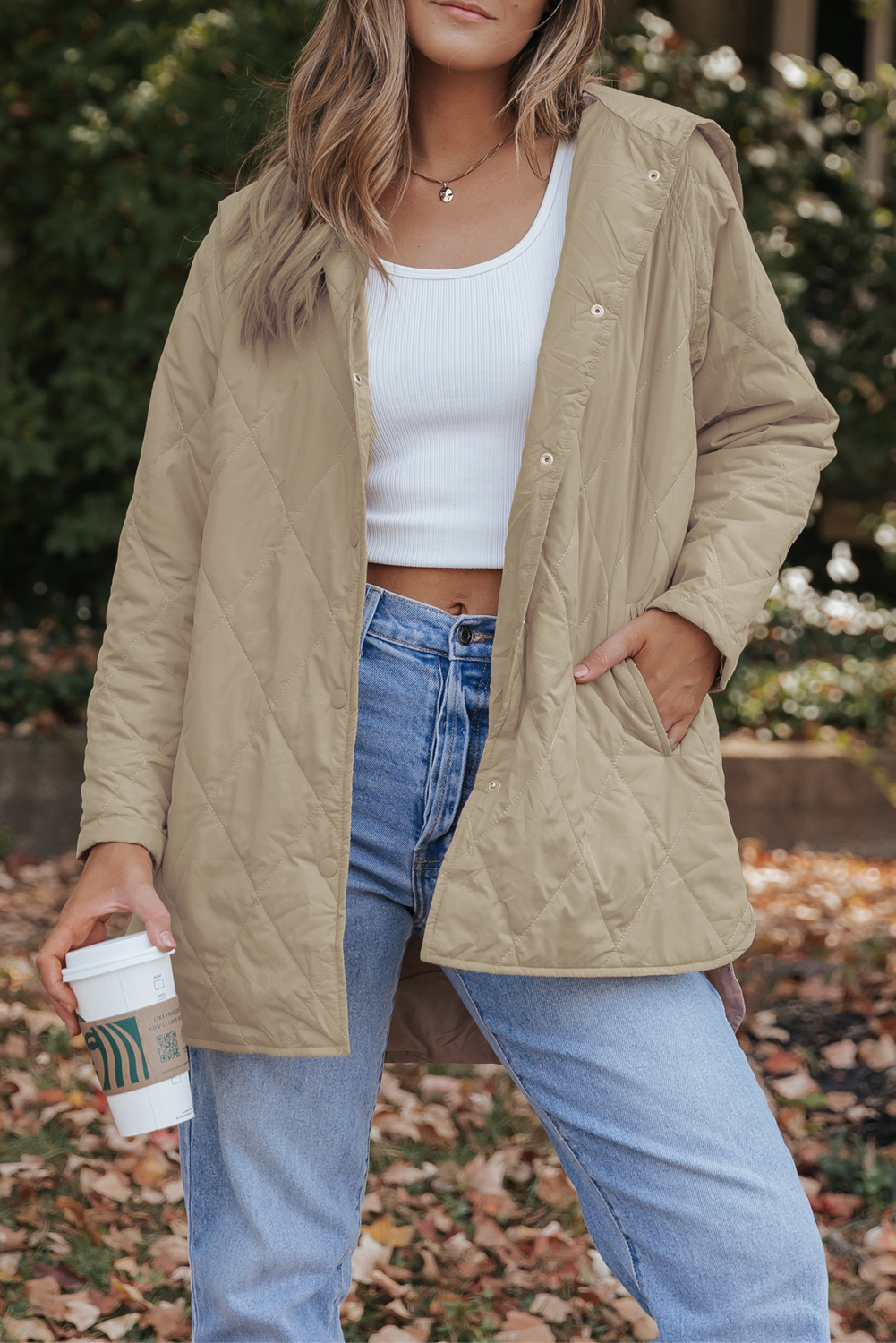 Green Quilted Snap Button Hooded Puffer Coat - loveforevers