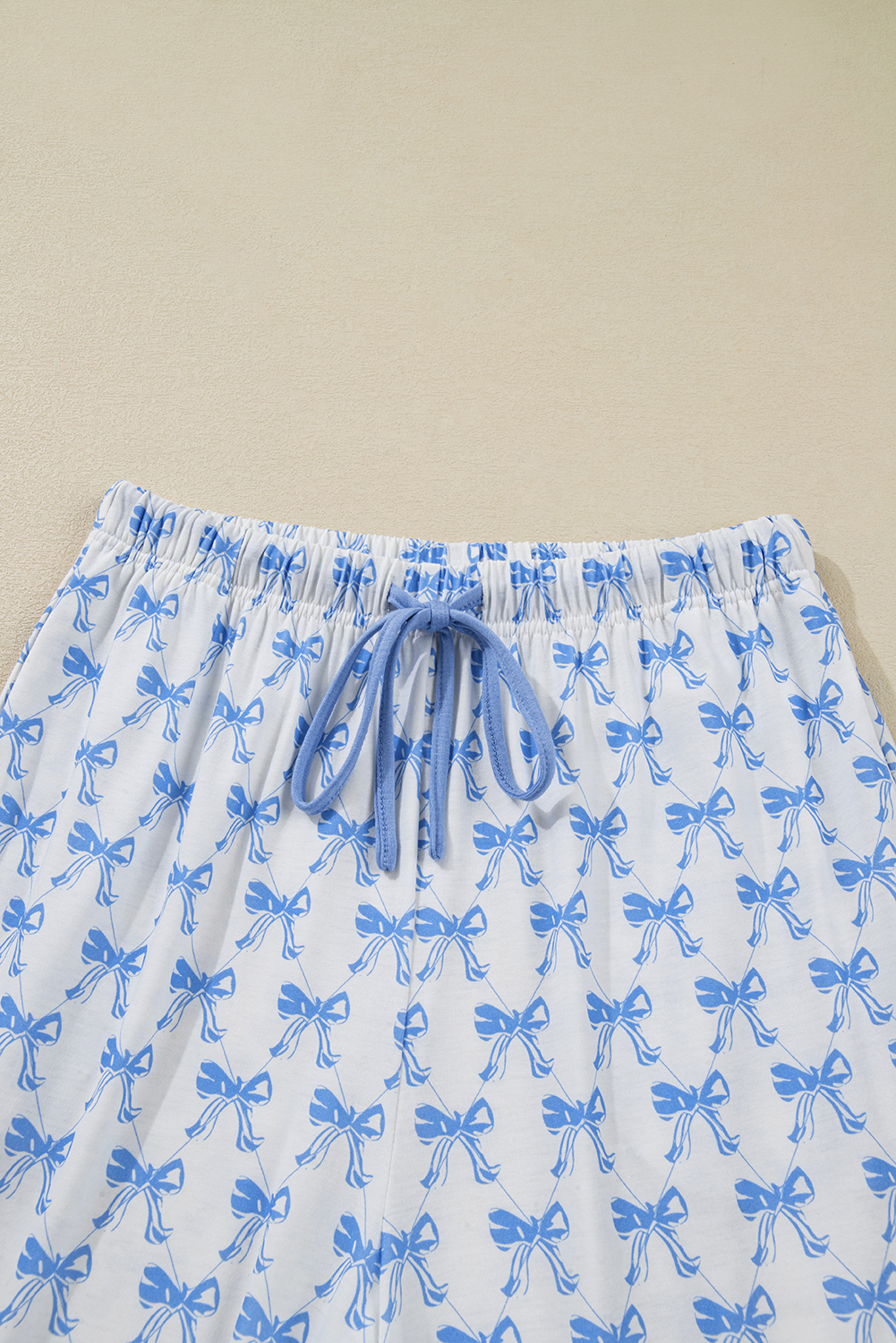 Sky Blue Bow Print Long Sleeve Shirt and Pants Soft Pajama Set - loveforevers