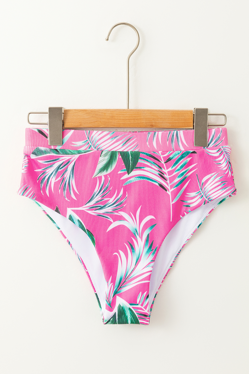 Rose Tropical Print Textured Bikini Bottoms - loveforevers
