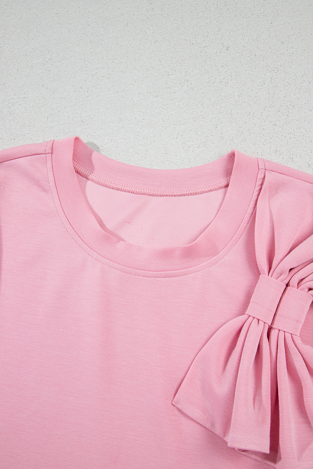 Pink Bow Applique Half Sleeve T-shirt - loveforevers