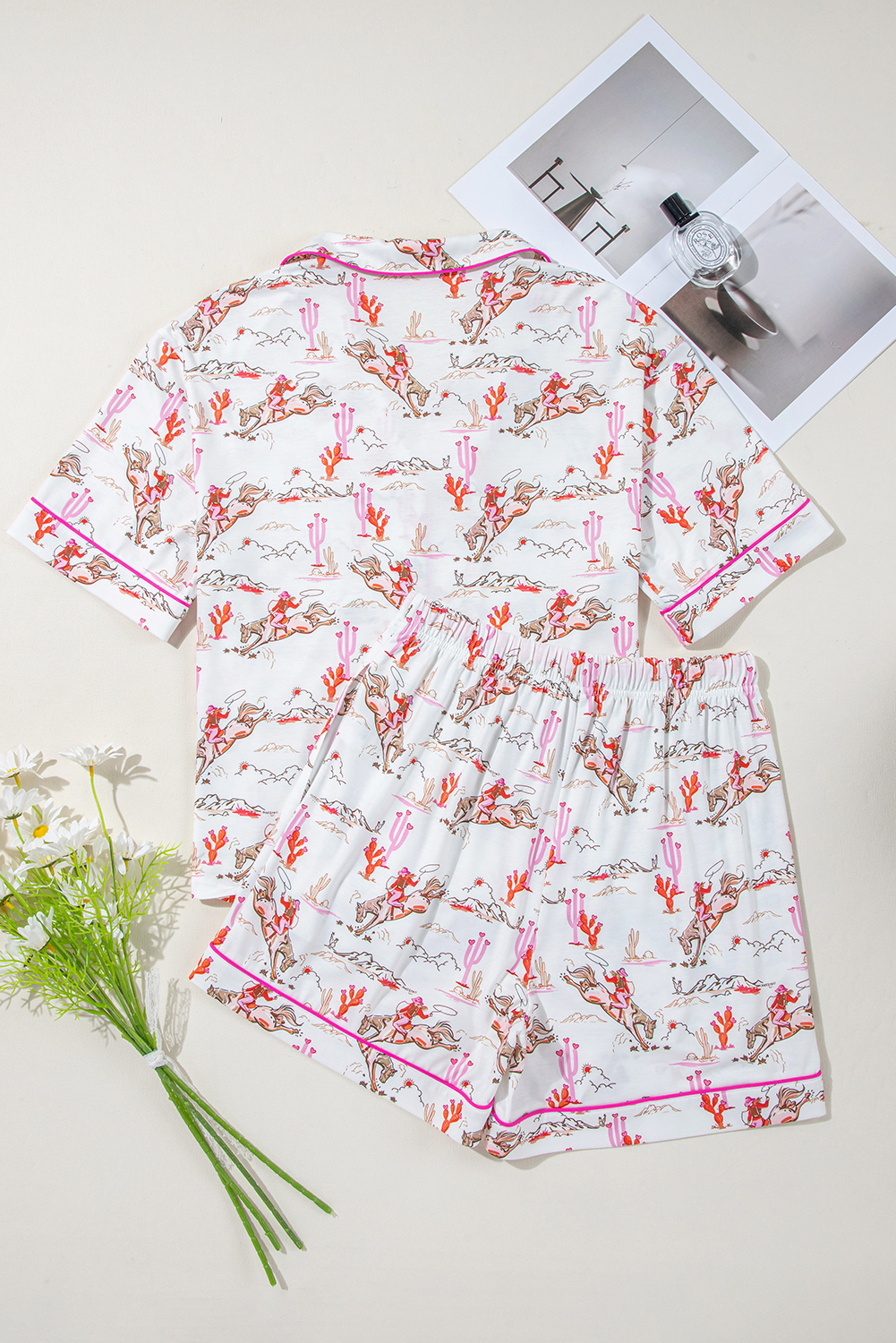 White Cowgirl Country Print Pajamas Set - loveforevers