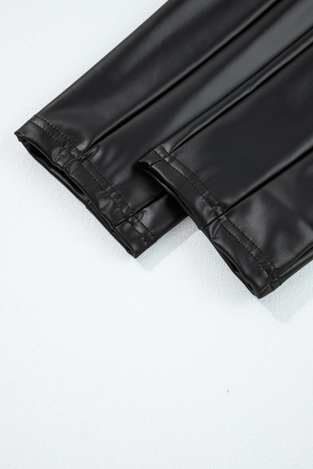Black Faux Leather Seamed Leg High Waist Leggings - loveforevers