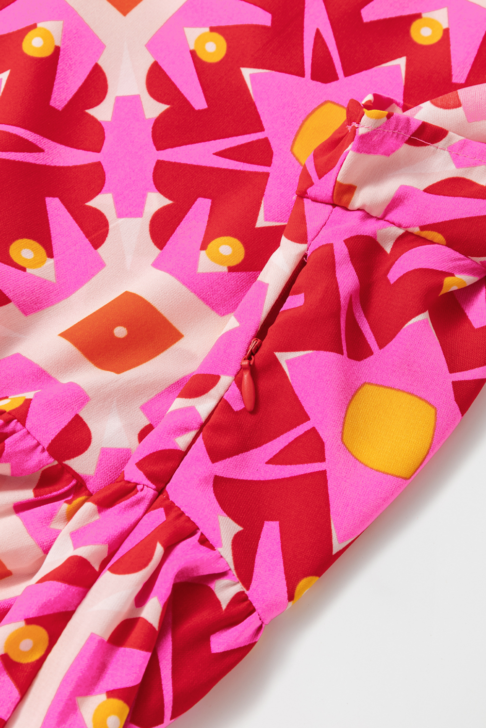 Strawberry Pink Geo Print V-neck Maxi Dress - loveforevers