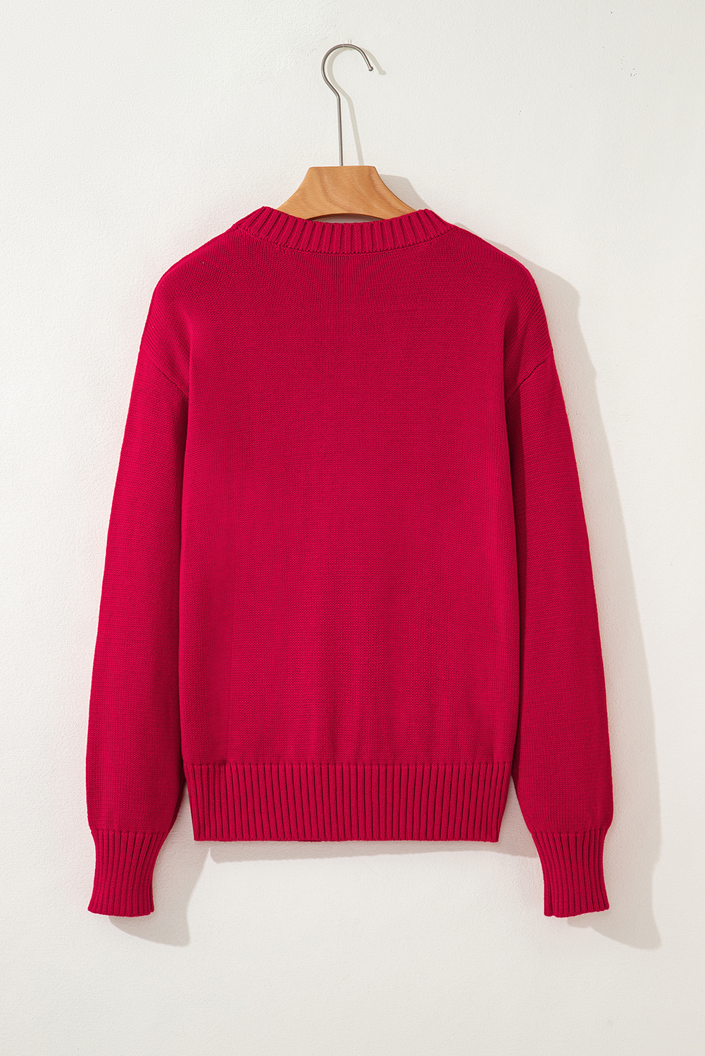 Fiery Red MERRY Letter Pattern Christmas Holiday Baggy Sweater - loveforevers
