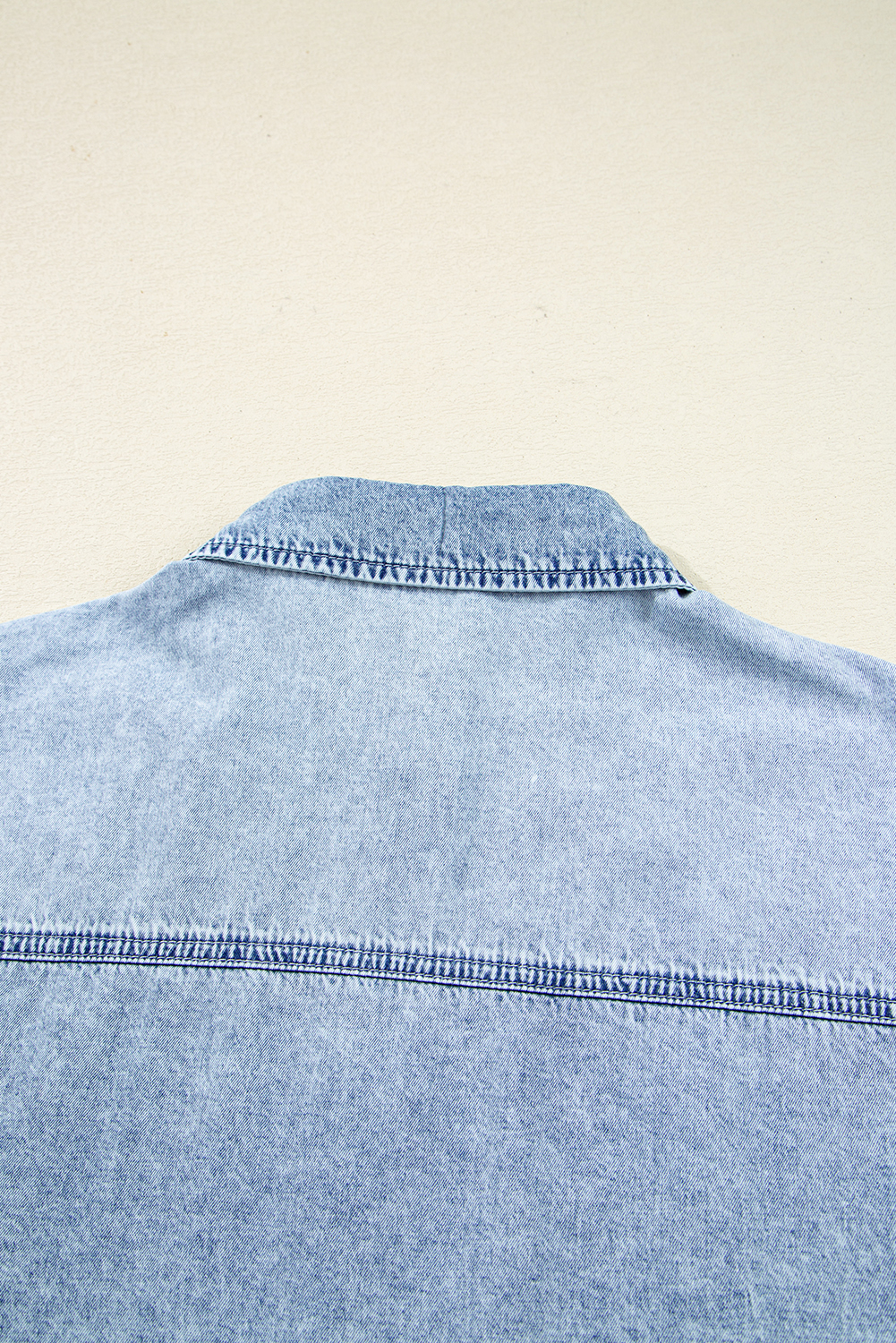 Blue Beau Chest Pocket Raw Hem Denim Loose Shirt Dress - loveforevers