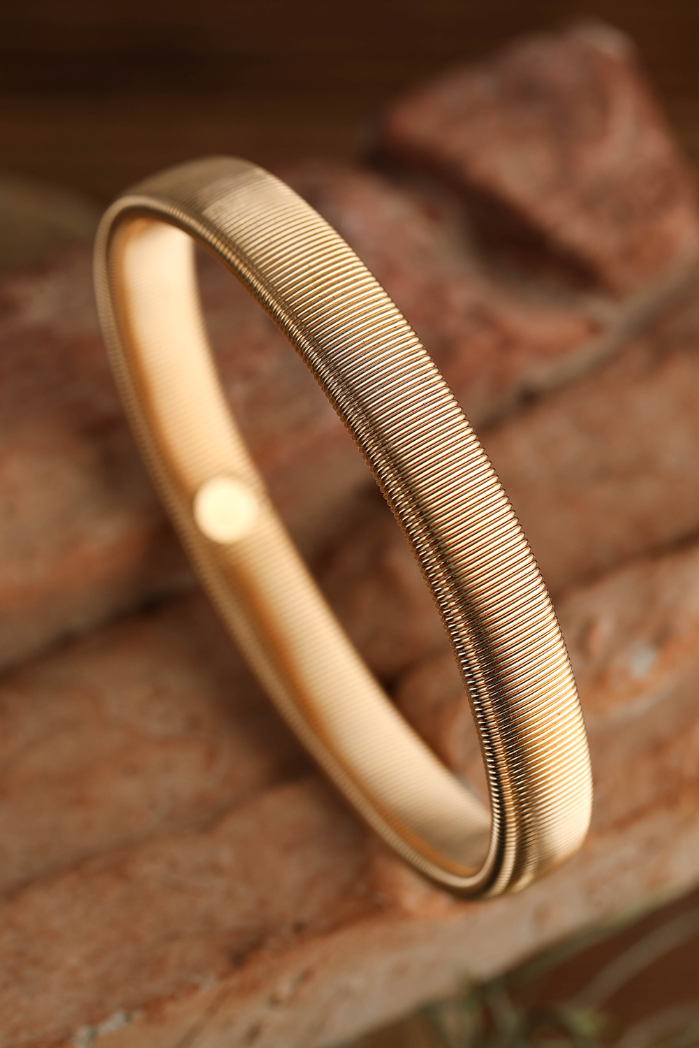 Gold Stretchy Plated Metal Wide Bangle - loveforevers