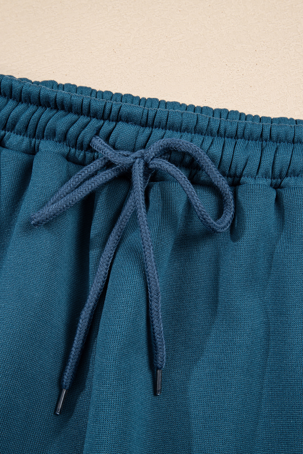 Peacock Blue Cozy Hooded Sweatshirt Drawstring Elastic Waistband Cargo Pant Set - loveforevers