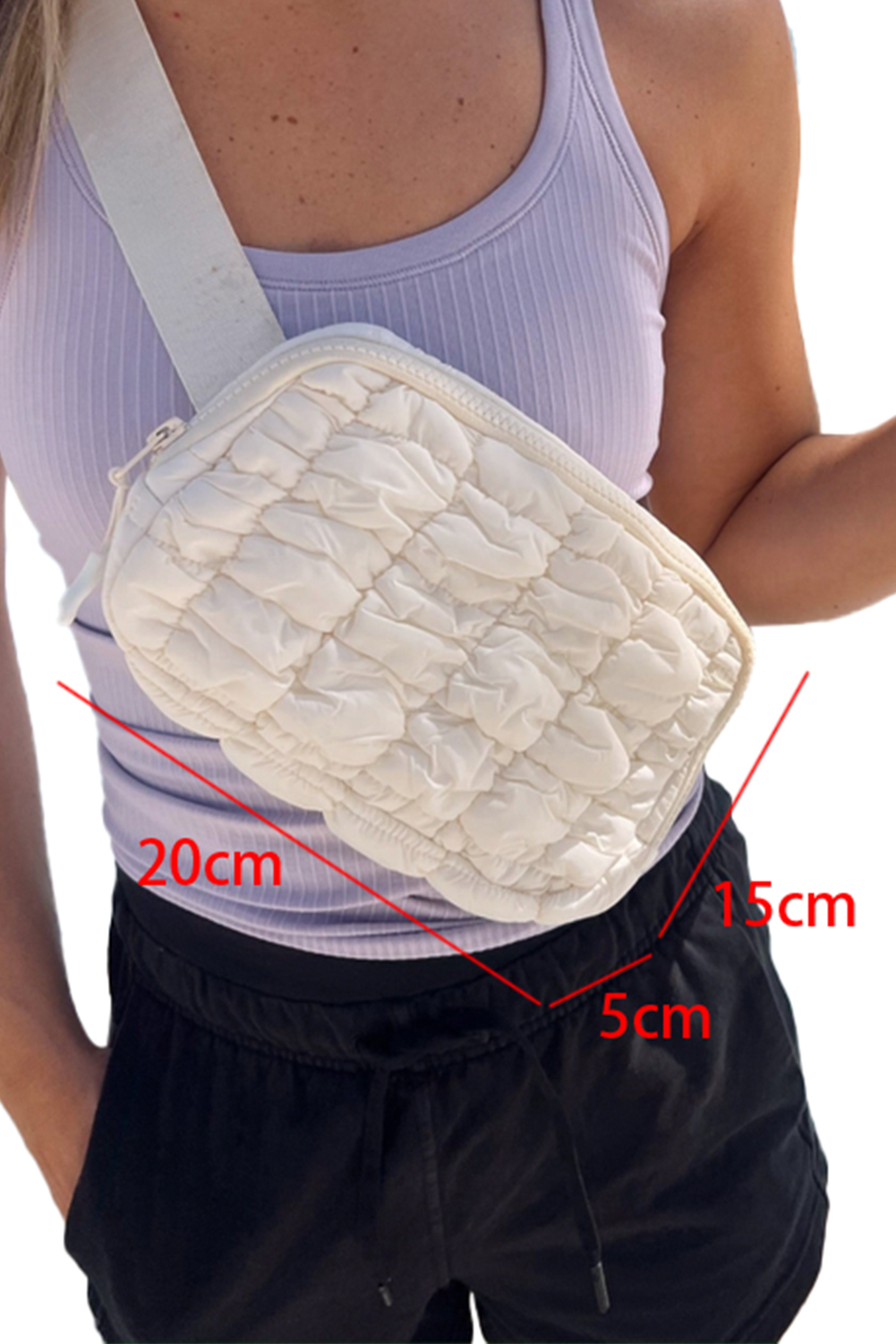 White Quilted Puffer Belt Bag Fanny Pack - loveforevers