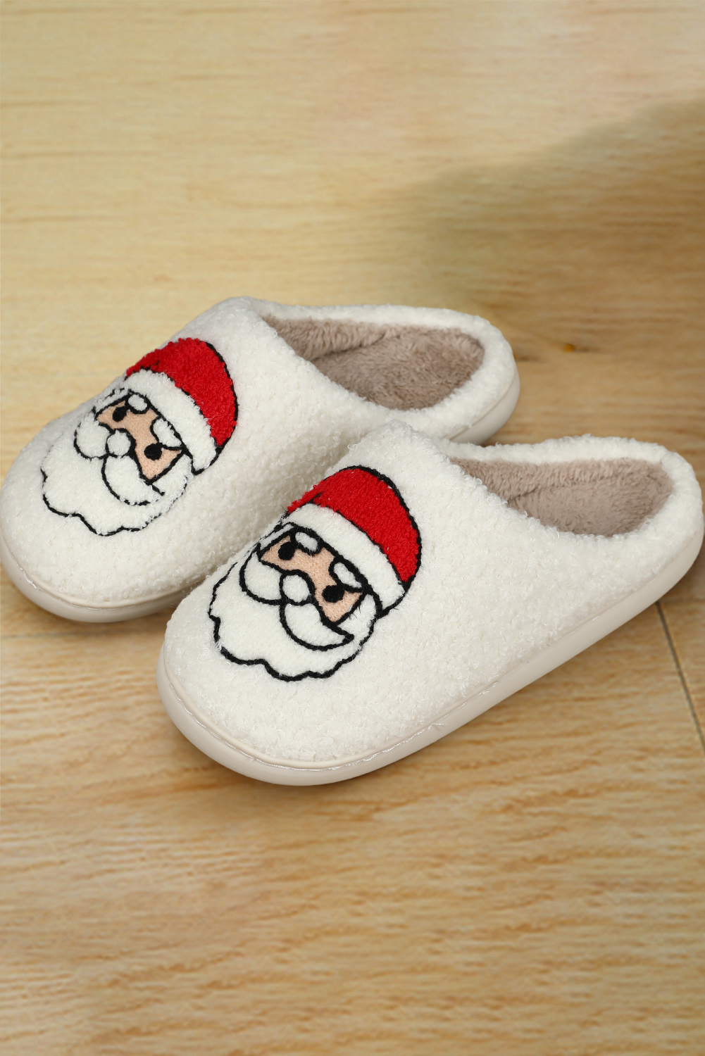 White Christmas Gingerbread Man Plush Home Slippers - loveforevers