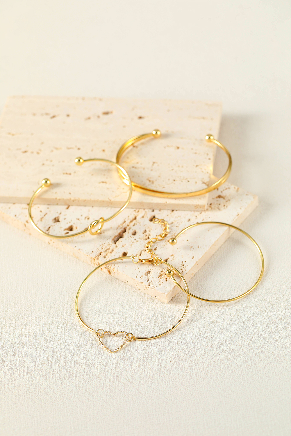Gold Love Geometric Cross Plated Bracelet 4-piece Set - loveforevers