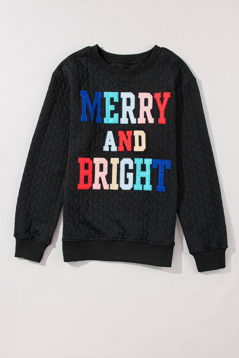 White LOVE Chenille Embroidered Cable Knit Pullover Sweatshirt - loveforevers