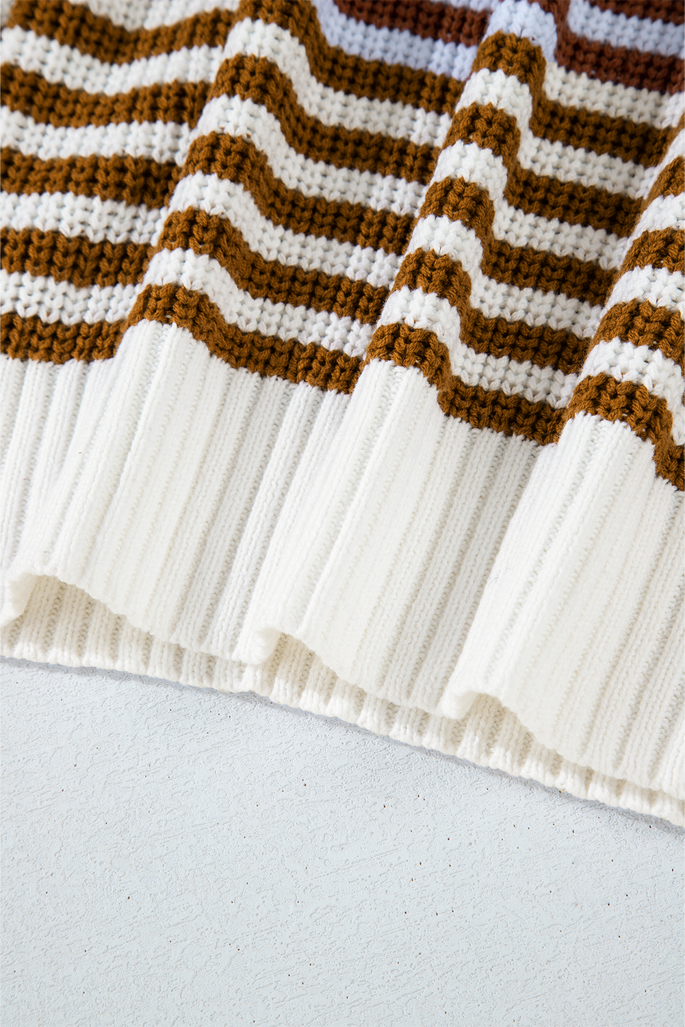 Black Stripe Zip up Collar Drop Shoulder Sweater - loveforevers