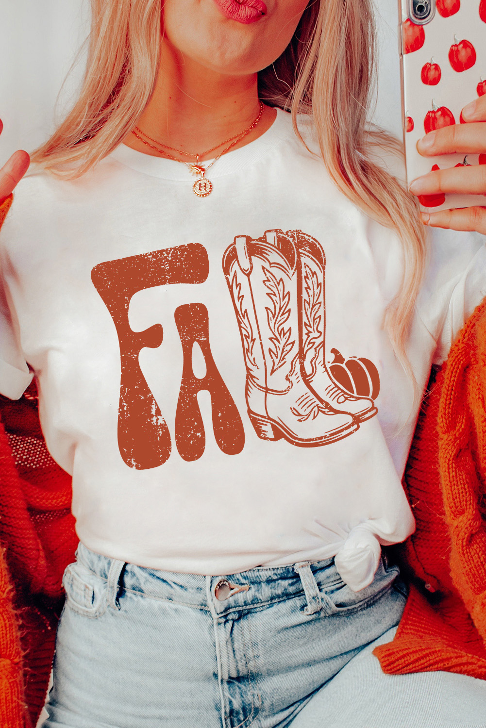 White FALL Boots Cracking Graphic T Shirt - loveforevers