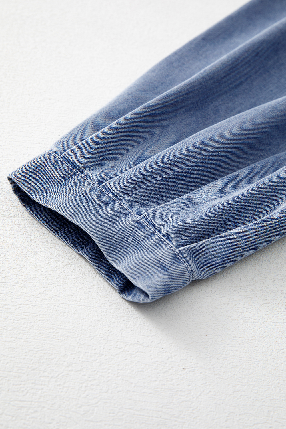 Myosotis Denim Front Pintuck Bow Tie Puff Sleeve Top - loveforevers