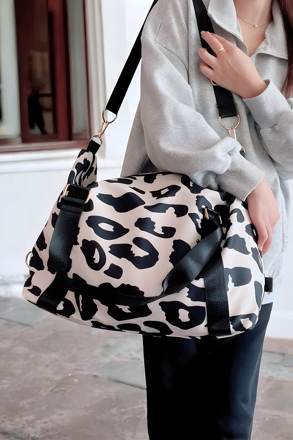 Bright Pink Leopard Print Large Travel Bag - loveforevers