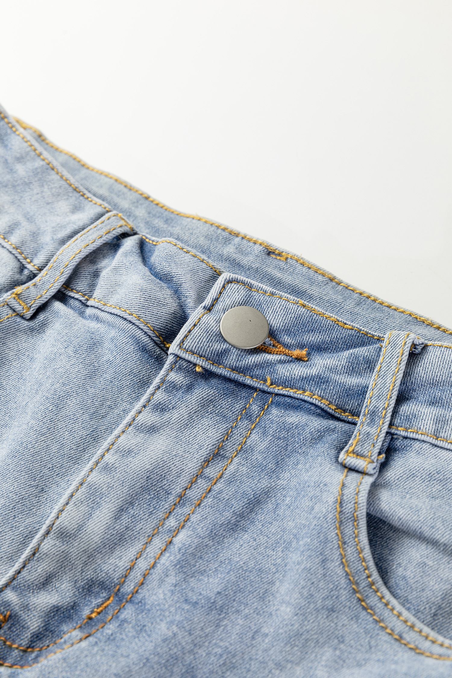 Beau Blue Mid Rise Pearl Embellished Split Wide Leg Jeans - loveforevers