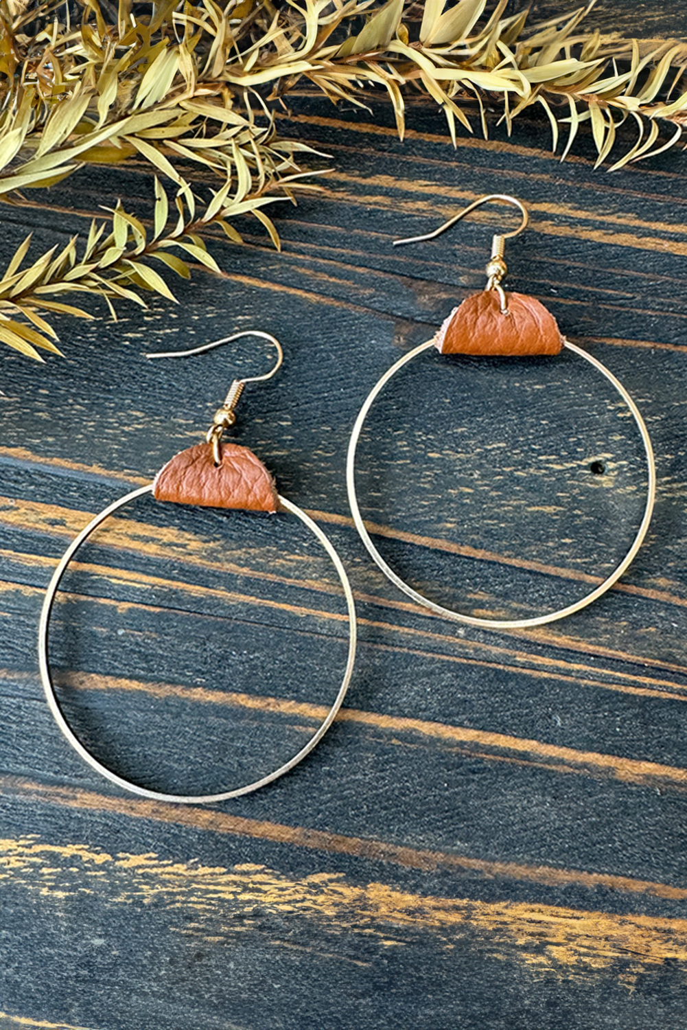 Chestnut PU Leather Hoop Earrings - loveforevers