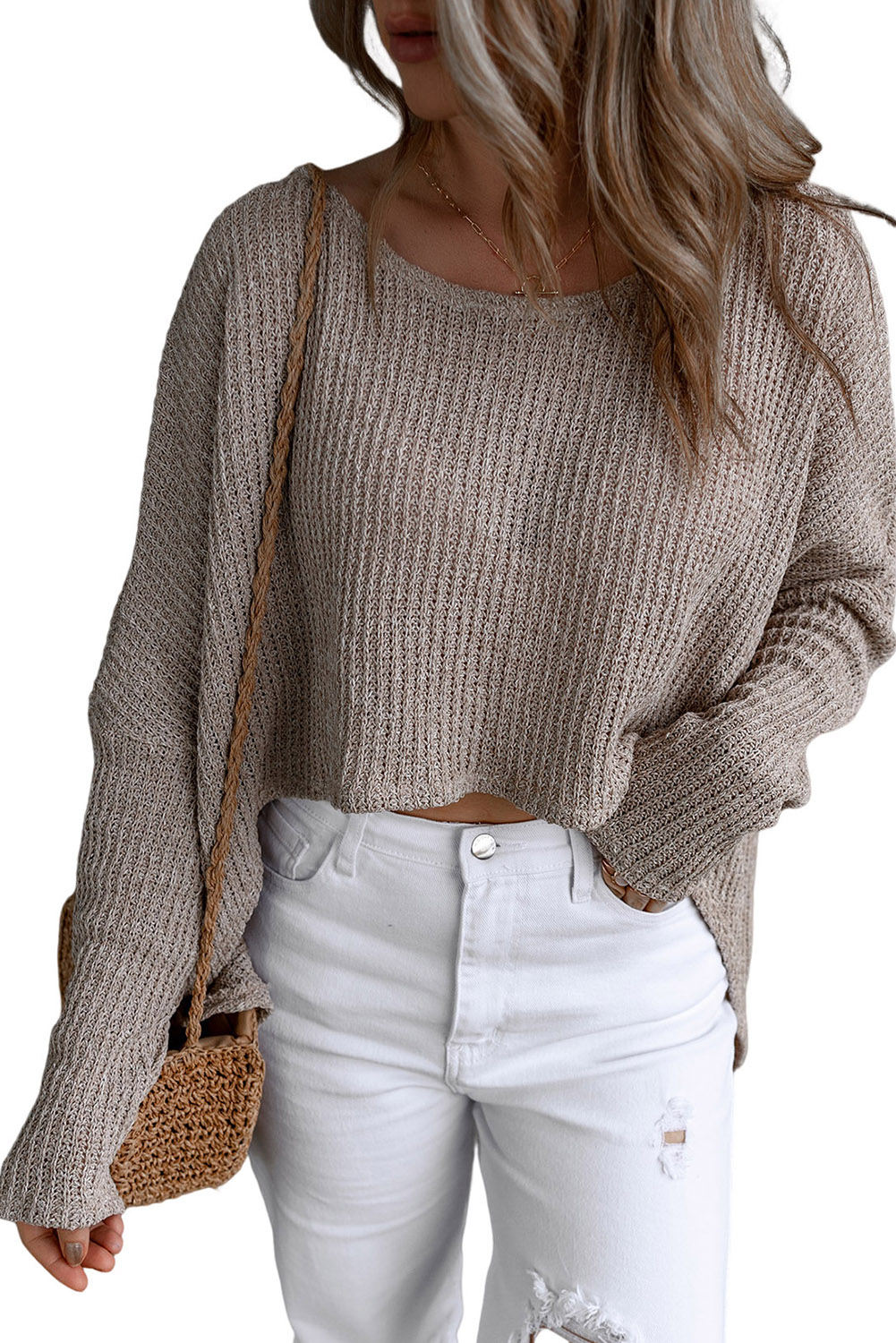 Gray Slouchy Dolman Sleeve High Low Sweater - loveforevers