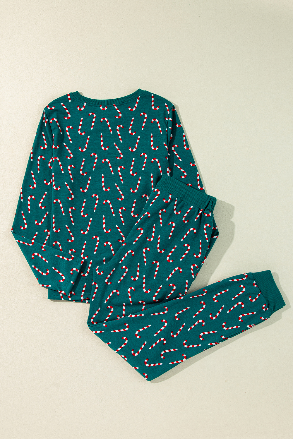 Green Christmas Candy Cane Printed Top and Pants Lounge Set - loveforevers