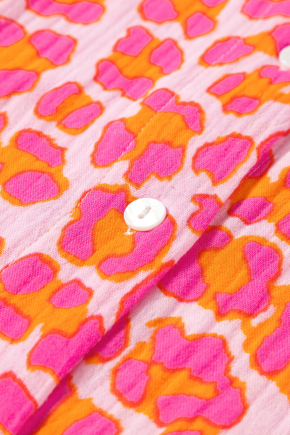 Rose Leopard Printed Button Up Loose Shirt - loveforevers