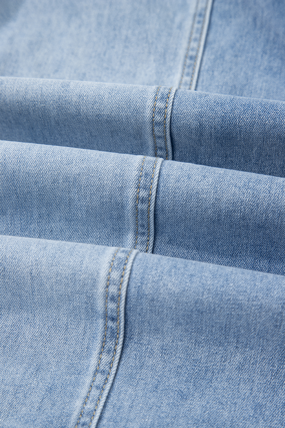 Beau Blue Drawstring Seam Detail Raw Hem Wide Leg Denim Pants - loveforevers