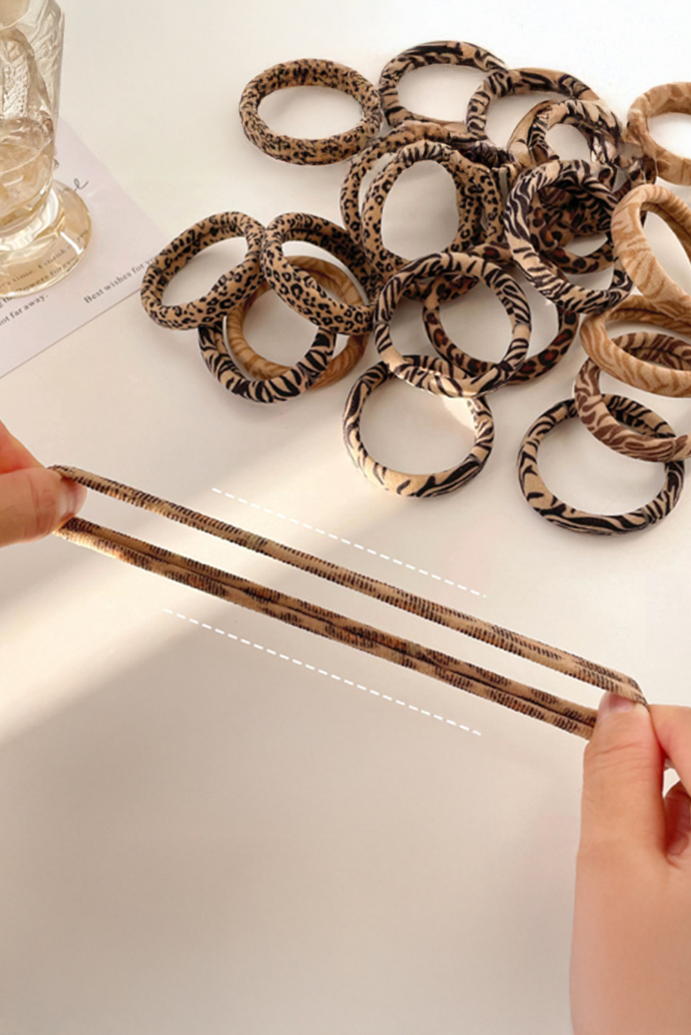 Light French Beige 5Pcs/Set Animal Pattern High Elastic Hair Tie - loveforevers