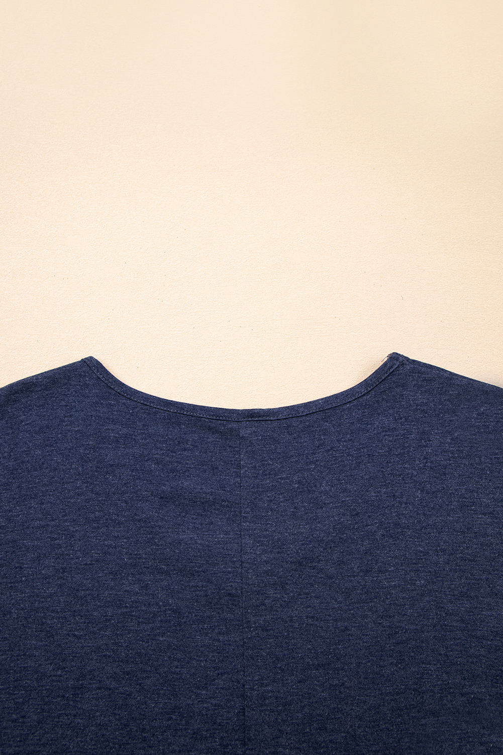Sail Blue Solid Colour V-Neck Double Layer Sleeve Loose T-Shirt - loveforevers