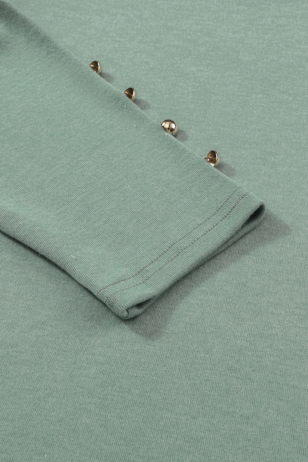 Green Buttoned Puff Long Sleeve Sheath Top - loveforevers