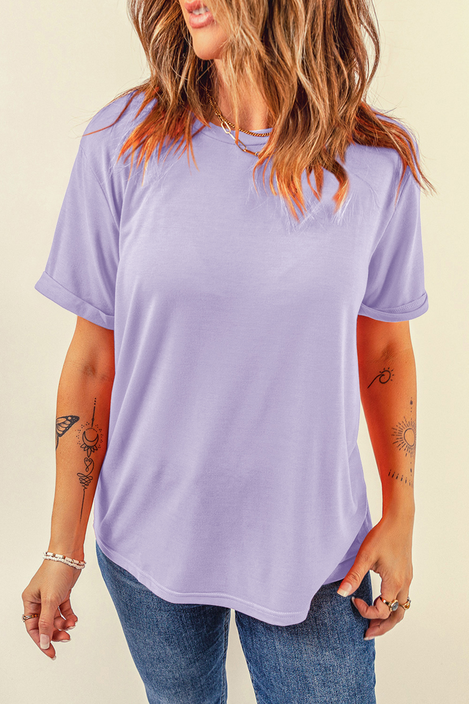 Khaki Casual Plain Crew Neck Tee - loveforevers