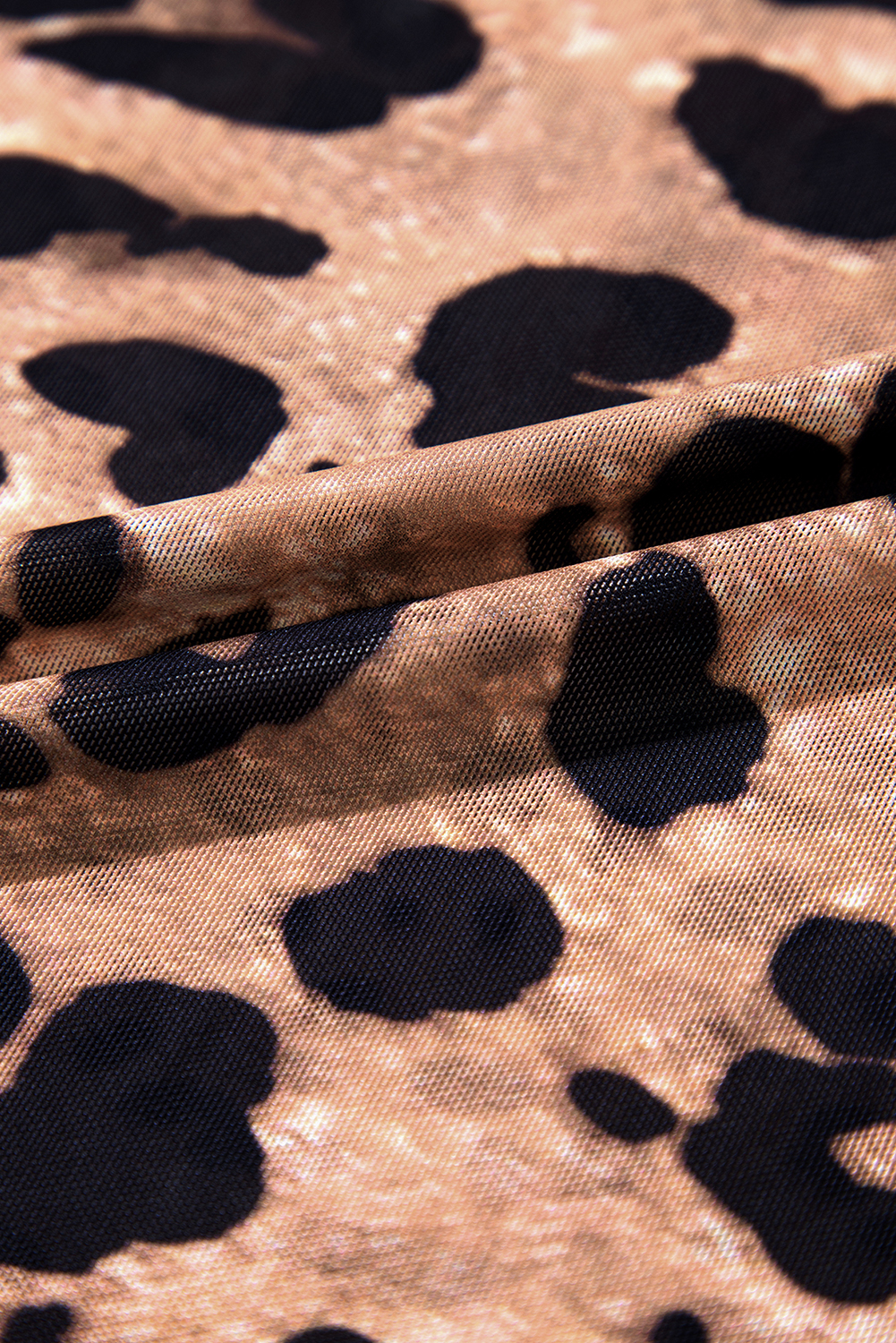 Brown Leopard Round Neck Long Sleeve Slim Top - loveforevers