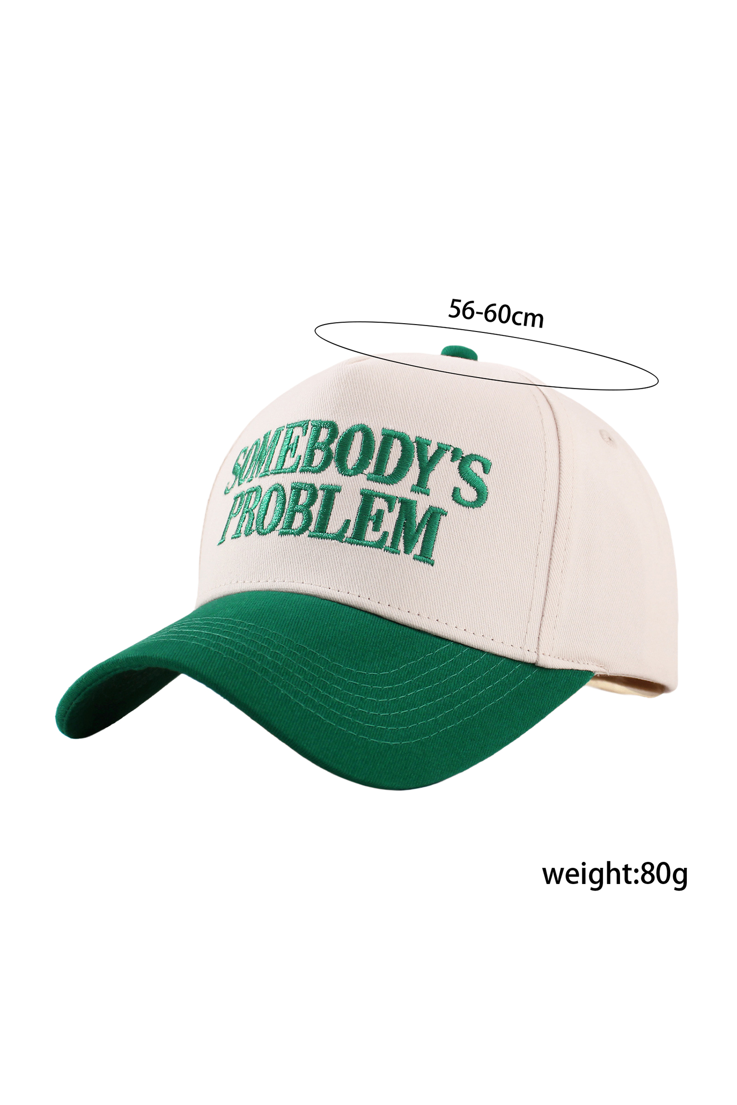 Dark Green SOMEBODYS PROBLEM Embroidered Two-tone Baseball Cap - loveforevers
