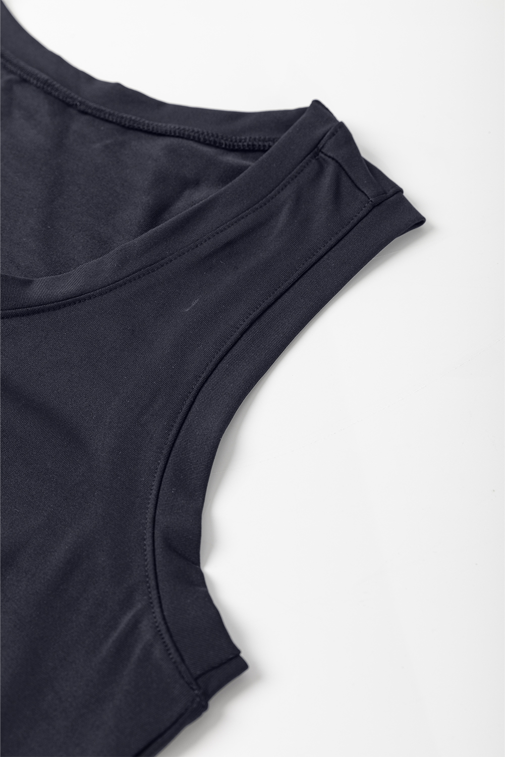 Black Casual Tank Style Tie Waist Pocketed Jogger Jumpsuit - loveforevers