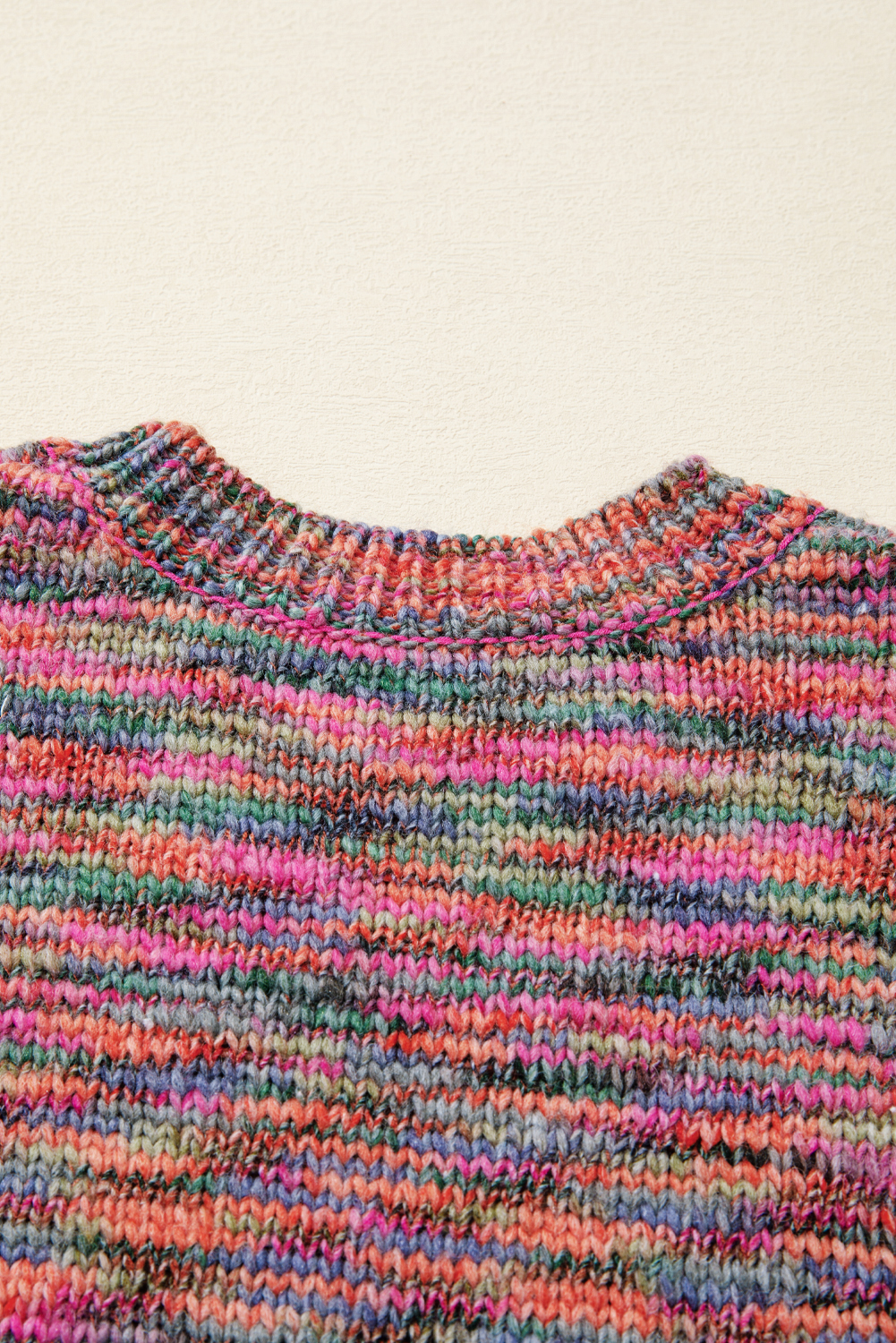 Purple Space Dye Yarn Crew Neck Sweater - loveforevers