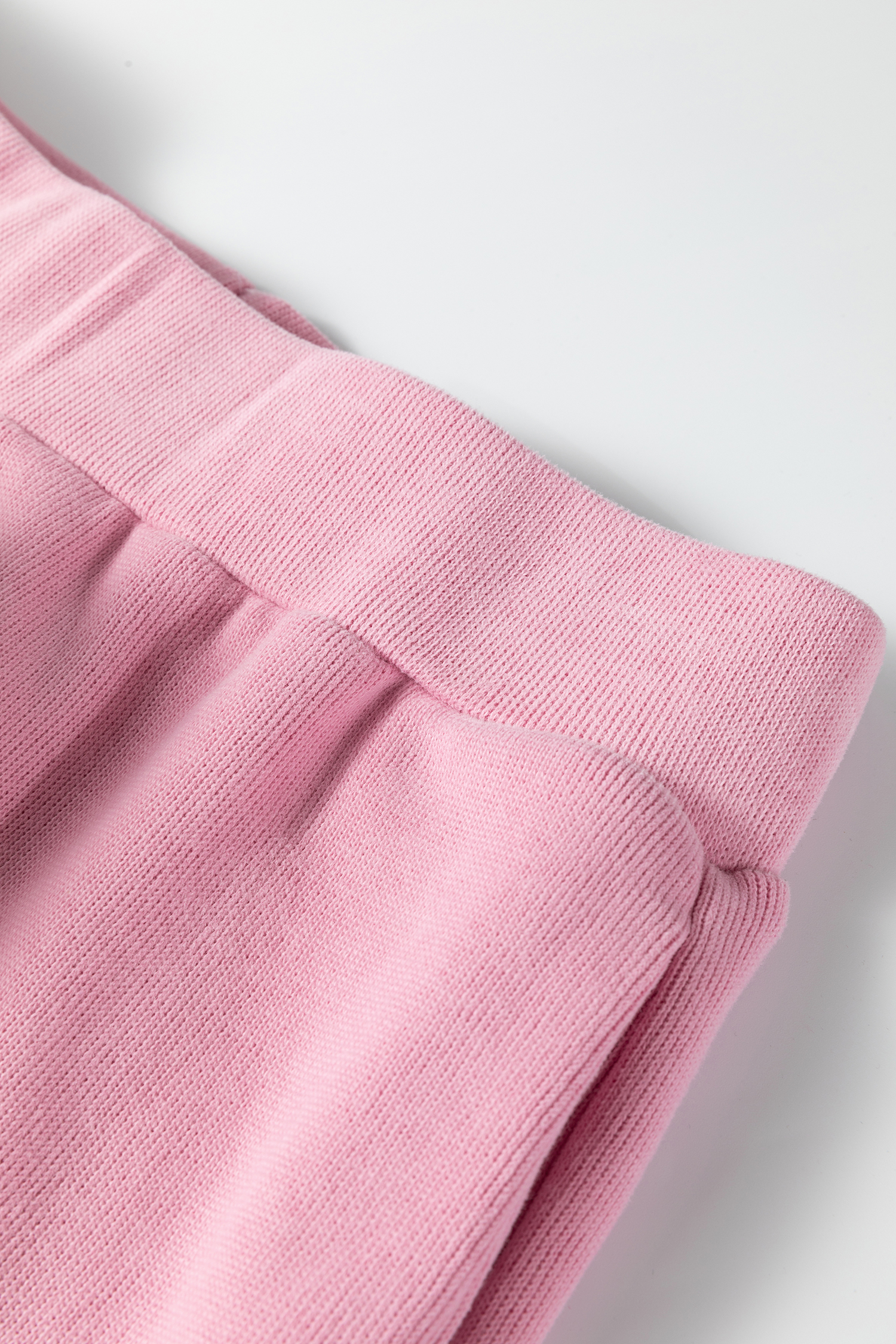 Pink Textured Knit High Neck Loose Tee Elastic Waist Loose Pant Set - loveforevers