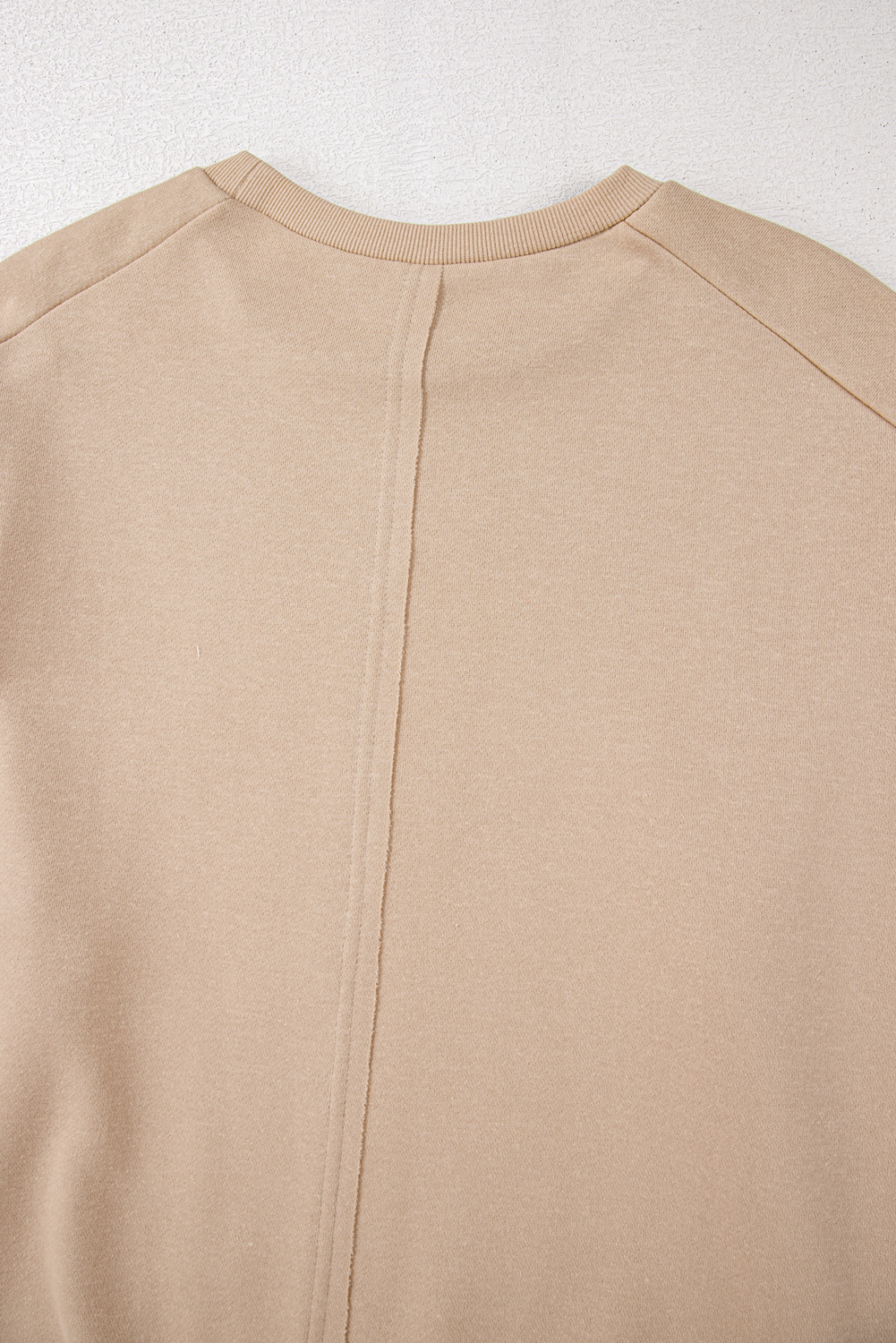 Beige Flower Patch Graphic Exposed Seam Wide Sleeve Top - loveforevers
